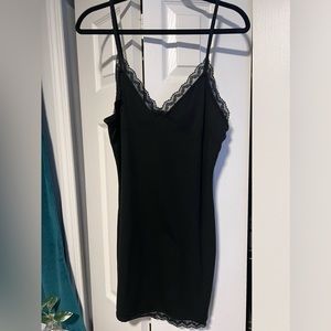 F21 ribbed cotton & lace slip dress
